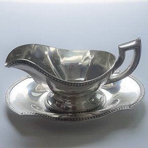 VTG Silverplate Sauce Gravy Boat with Underplate Gorham Georgian Design Art Deco